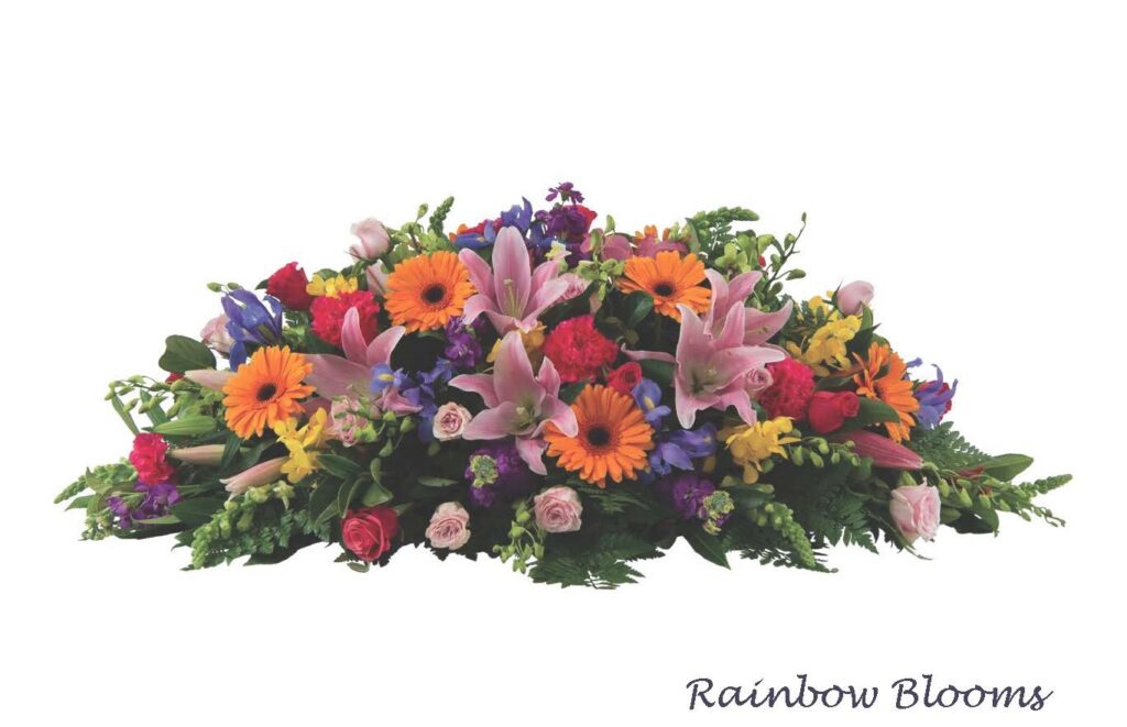 Rainbow Blooms funeral flowers