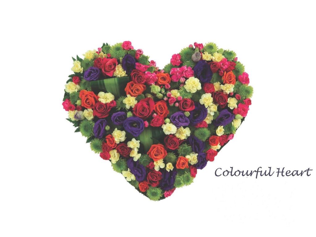 Colourful Heart funeral flowers